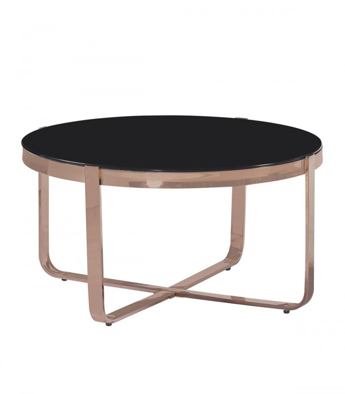 Mesa de centro redonda en acero oro rosa BERLIN MY