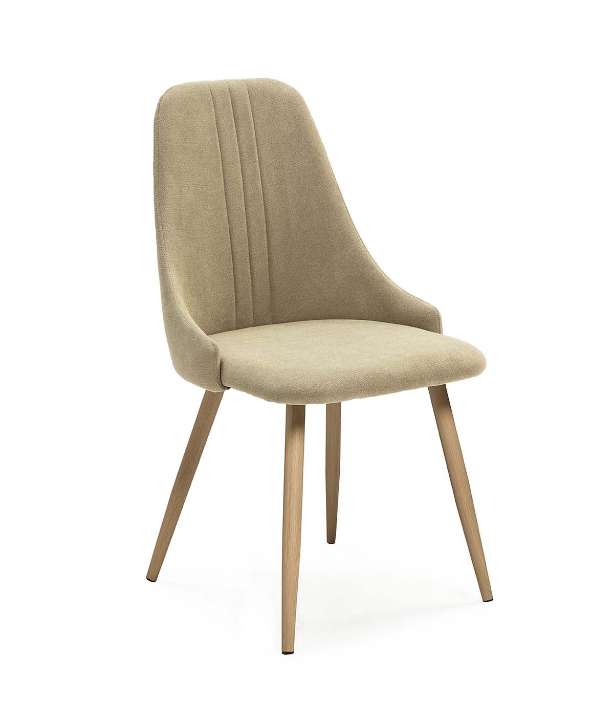 Impresión tono Jabón Set de 4 sillas tapizadas con patas de metal efecto madera SEUL