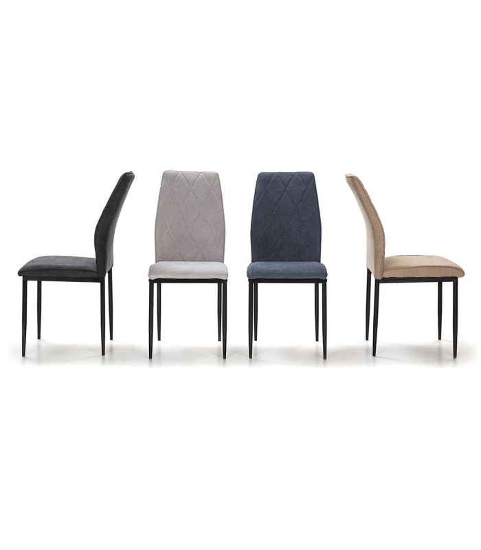 Set de 4 sillas tapizas con patas metálicas ATENAS