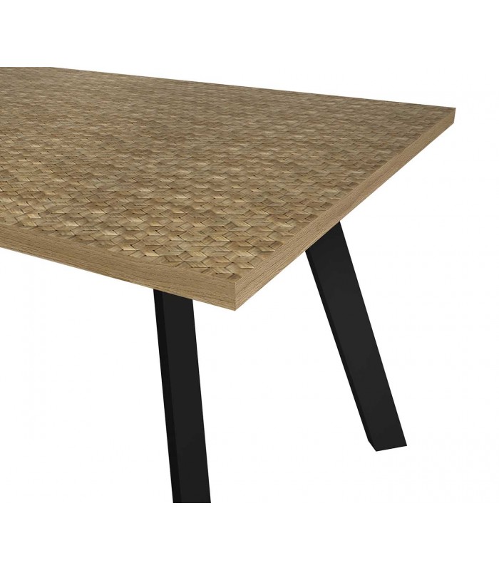 Mesa de comedor en madera serigrafiada y metal HANOI