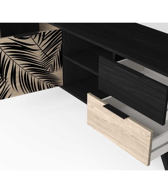 Mueble de televisión en madera con serigrafia PALMERA