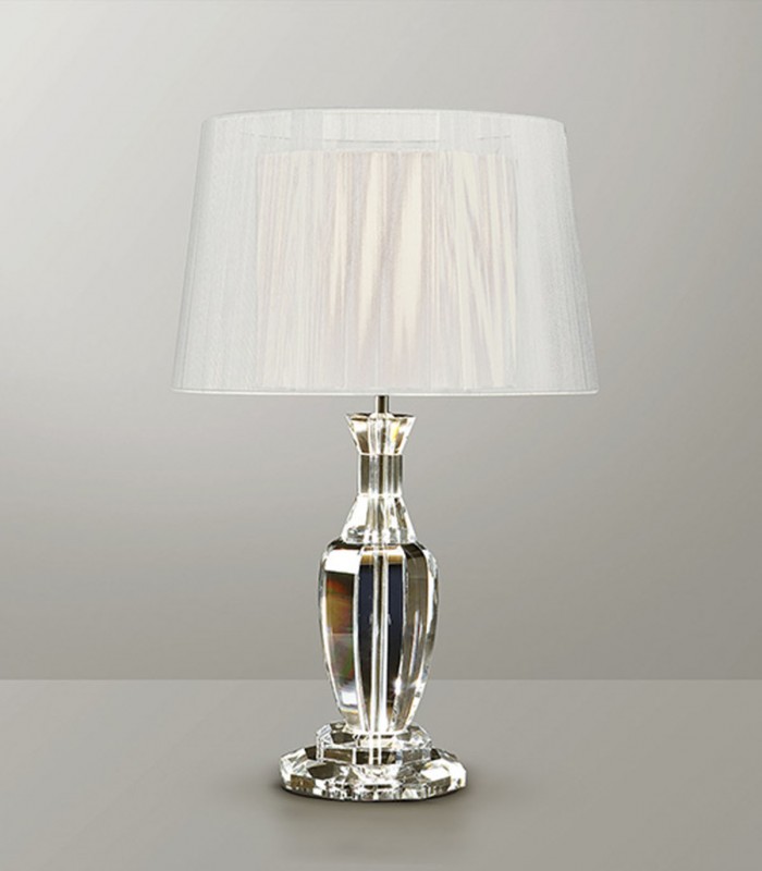 Lámpara de sobremesa de cristal con pantalla blanca CORINTO II