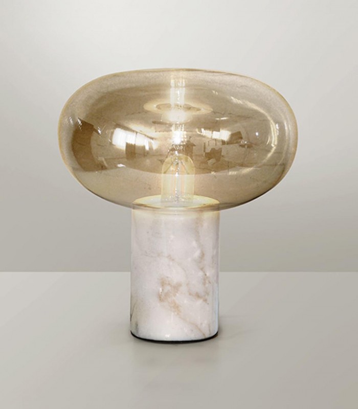 Lámpara de mesa con pie de mármol blanco FUNGI