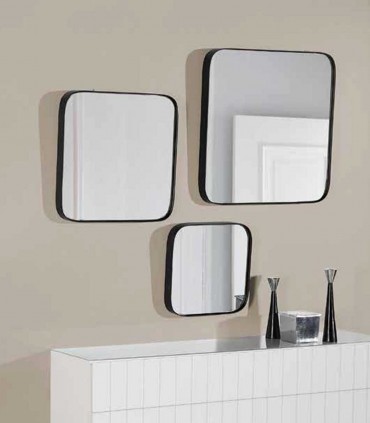 Set de 3 espejos cuadrados TETRA color negro