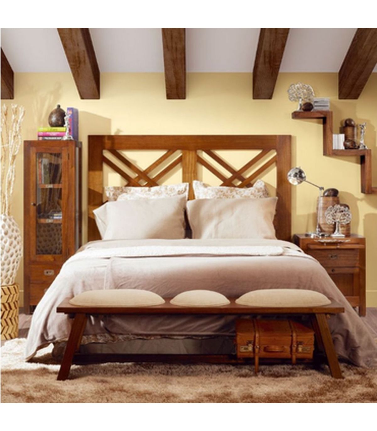 Cabecero de madera cuatro para cama 105 cm