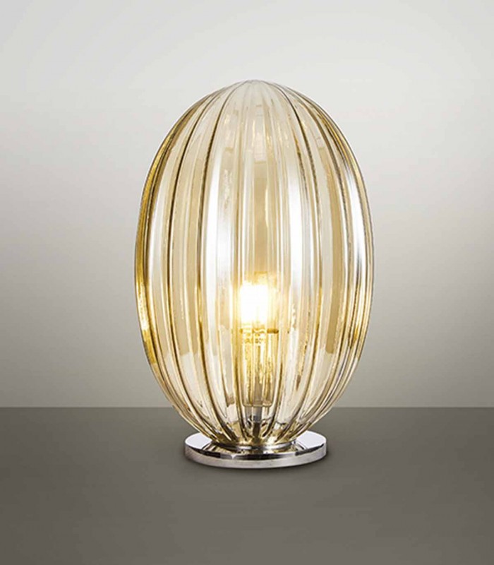 Lámpara de mesa con tulipa de cristal OVILA Coñac Schuller