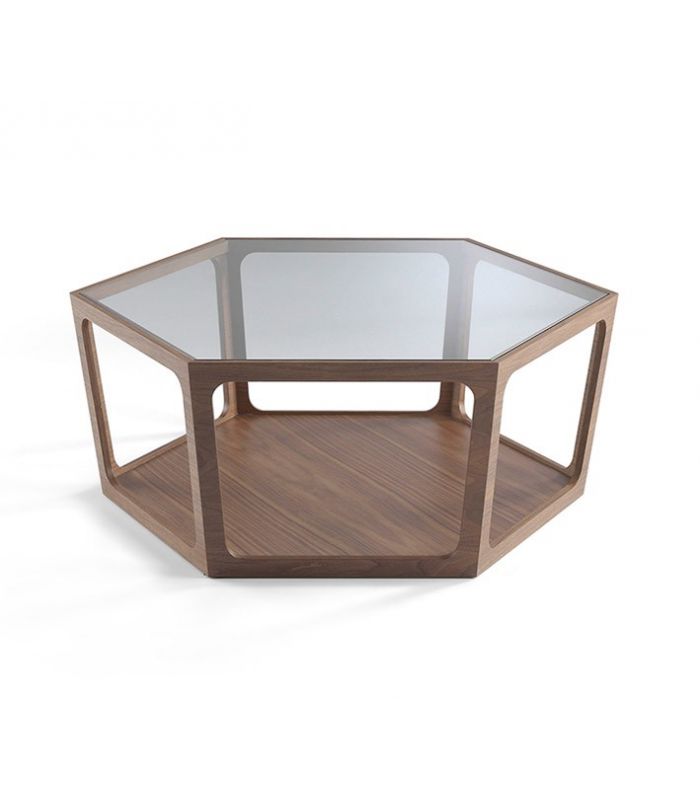Mesa de centro en madera de nogal modelo HEXAGON