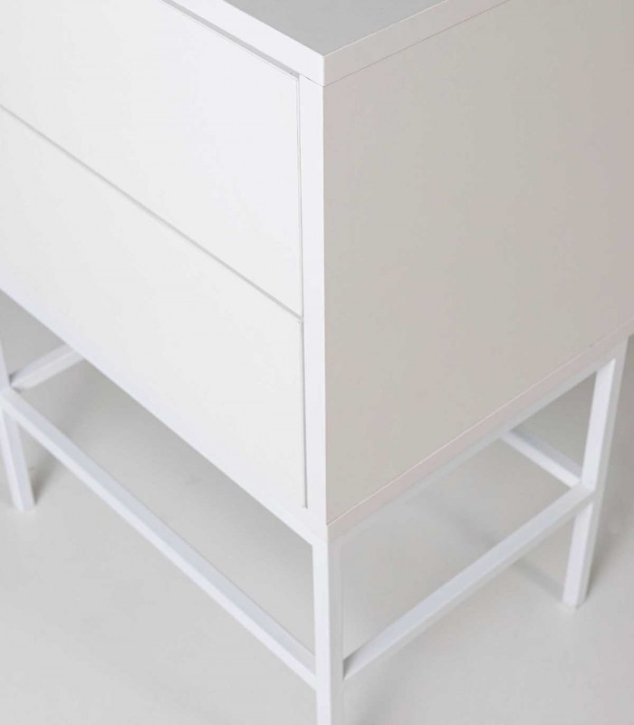 Mesita de dormitorio de diseño moderno PUSH Blanco 2 Cajones