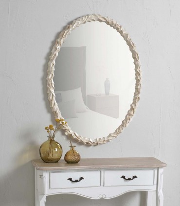 Espejo decorativo Ovalado FLAMA Crema