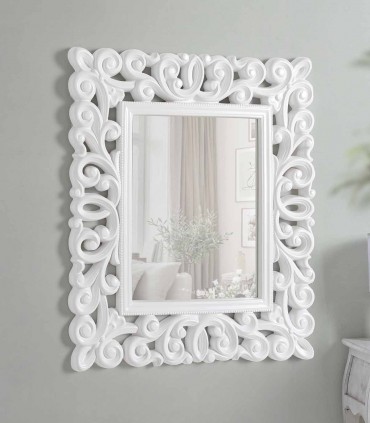 Espejo de pared con marco clásico SALOME Blanco