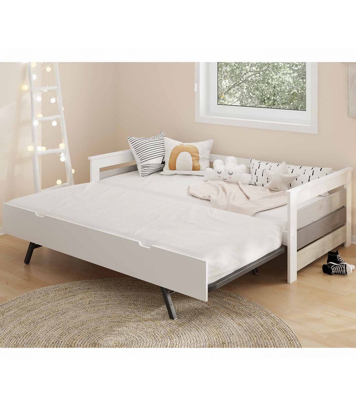 Cama nido blanca de madera a medida