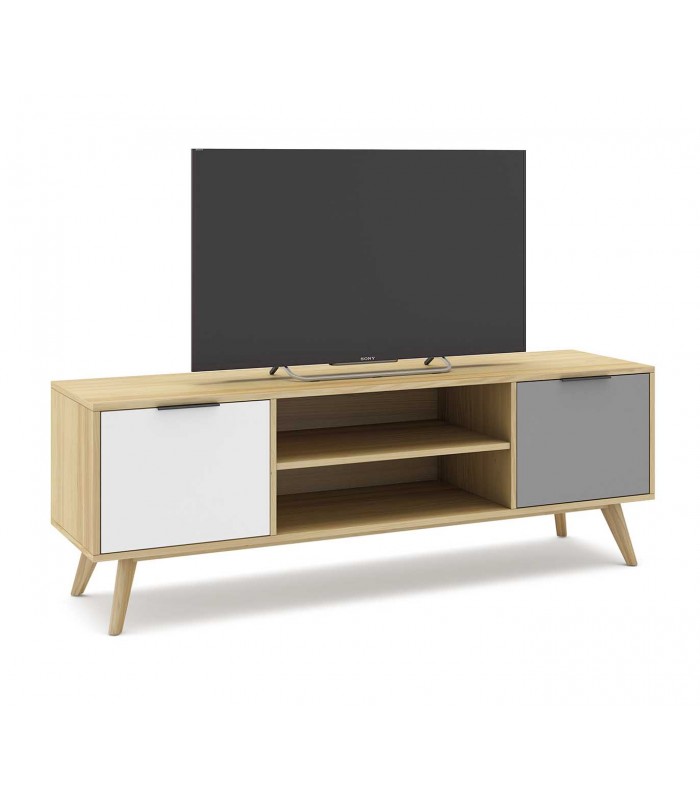 Mesa de televisión de estilo nórdico en madera de pino ELFA