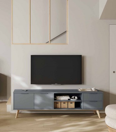 Mueble de televisión estilo moderno en madera PISCO