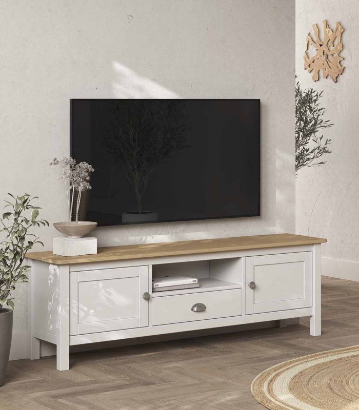 Mueble de televisión en madera de pino MISTICO Blanco