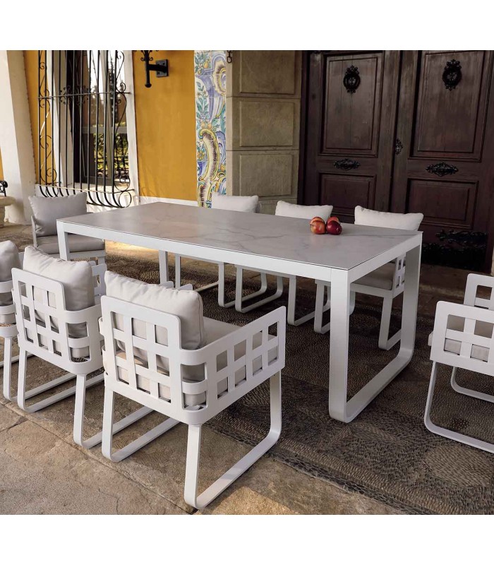 Mesa comedor para jardín y terraza en aluminio MILÁN