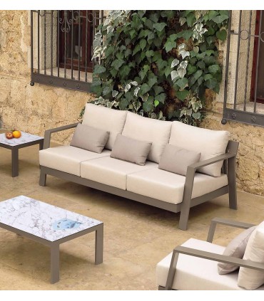 Sofá para terraza y jardín en aluminio CHIPRE 3 plazas