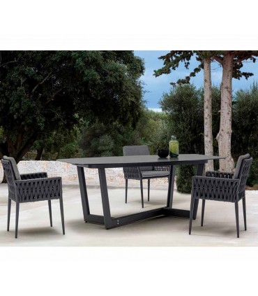 Mesa rectangular de exterior en aluminio y cristal DENEB