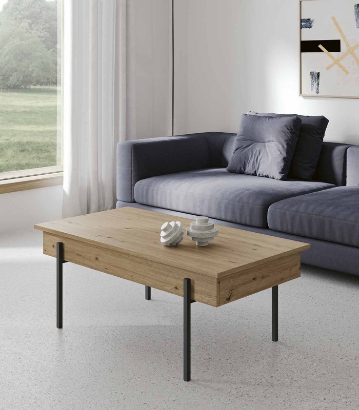 Mesa auxiliar elevable en madera y metal MOSCÚ