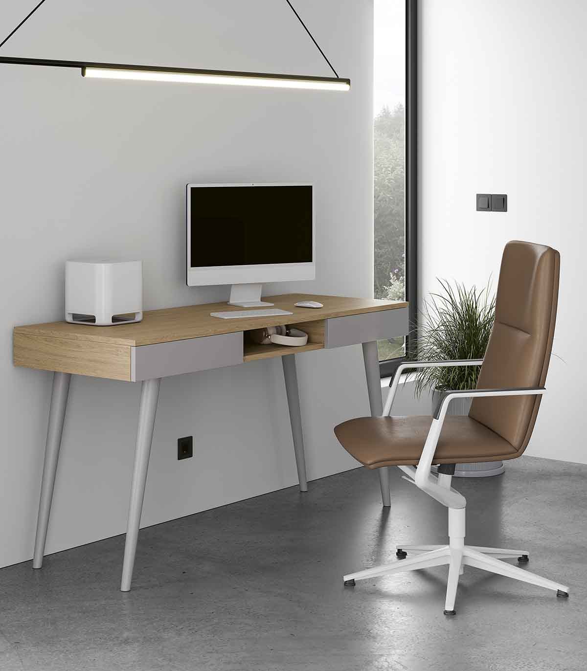 Muebles Modernos de diseño, Mesa escritorio lacado blanco