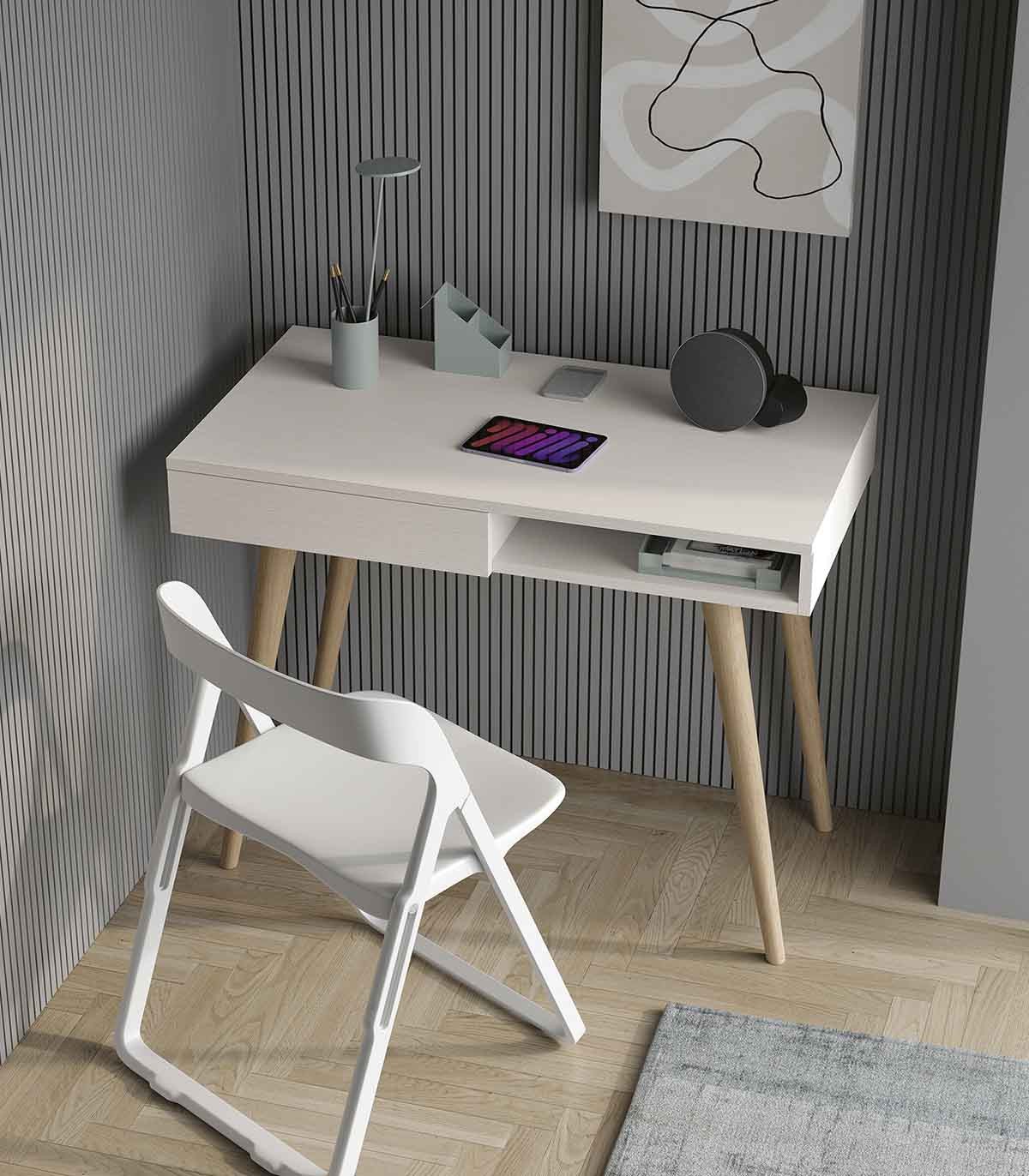 Muebles Modernos de diseño, Mesa escritorio lacado blanco