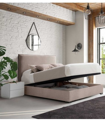 Cama tapizada de diseño con canapé abatible SIENA