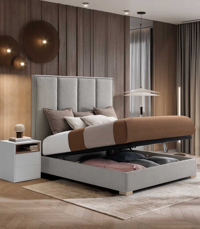 Cama tapizada moderna con canapé abatible MONZA