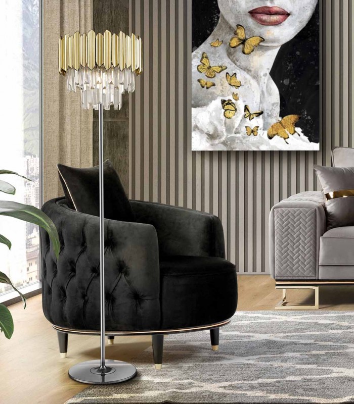 Lamparas de Pie de diseño moderno TIARA Oro Schuller