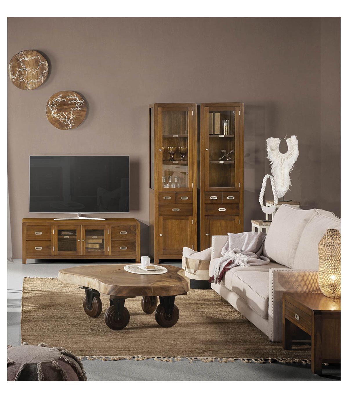 mueble TV madera maciza, compra online mesas TV rusticas alta calidad