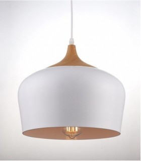 Lámpara colgante de metal pantalla blanca, CROCK