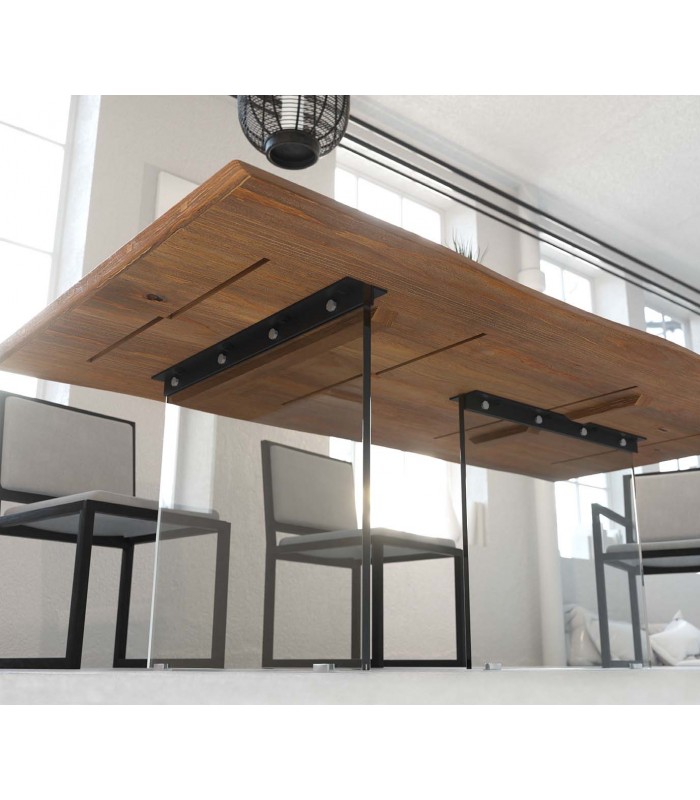 Mesas de comedor modernas de madera y cristal GLASS