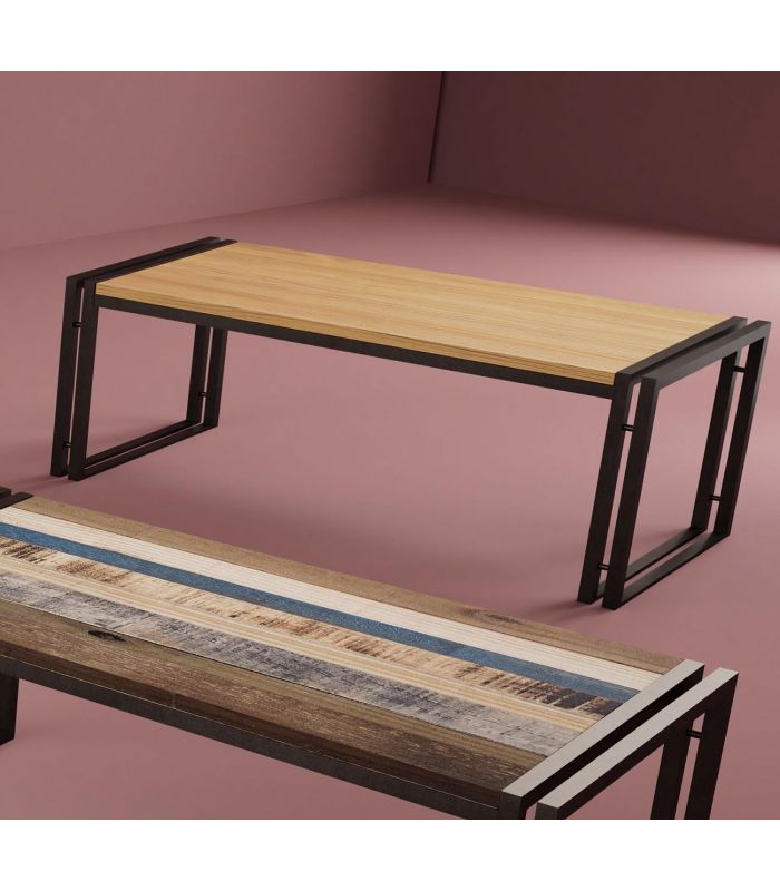 Mesa de centro en metal y madera de pino Colección DANT