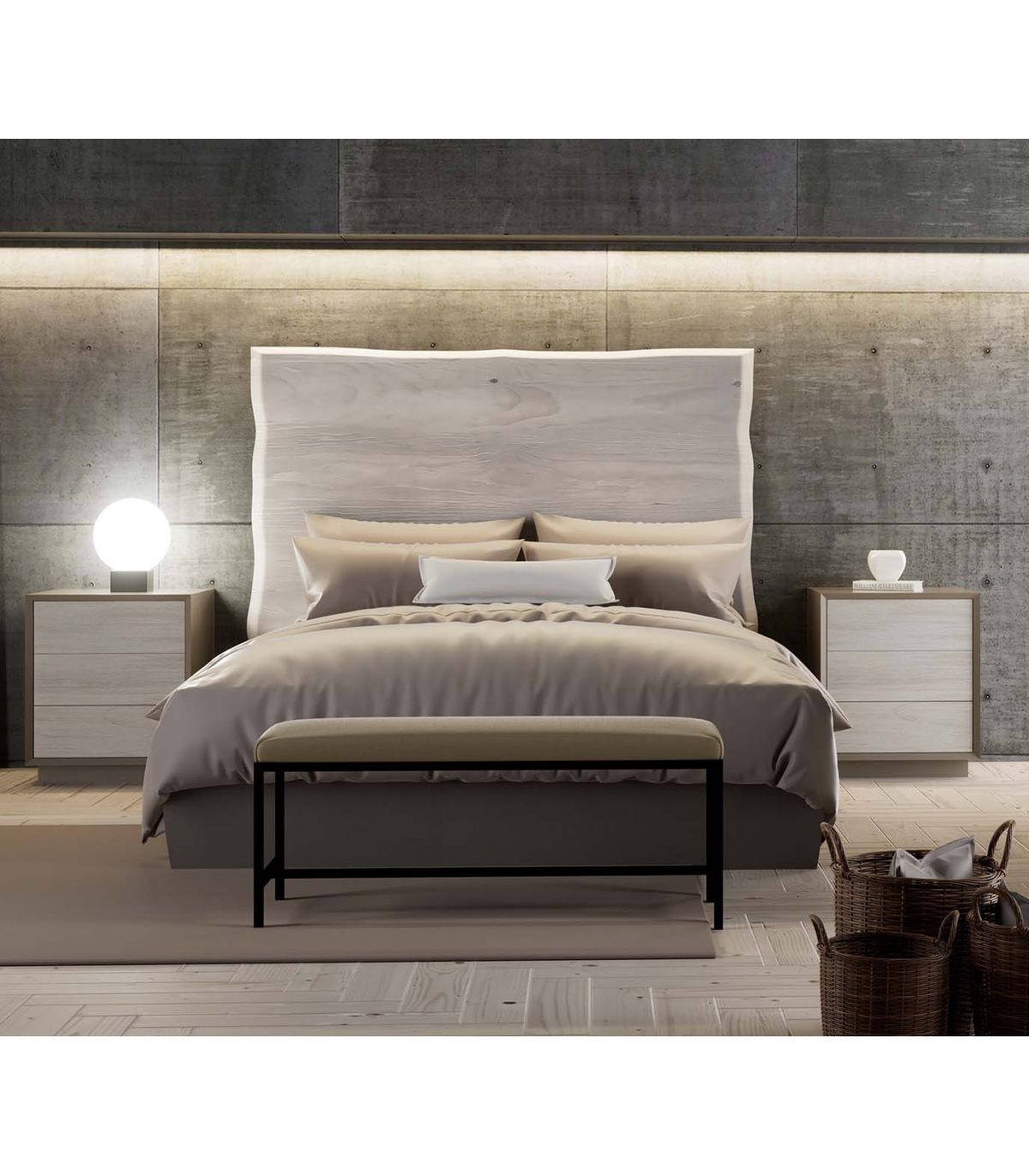 Cabecero Merapi barrotes horizontales y verticales cama 150 cm