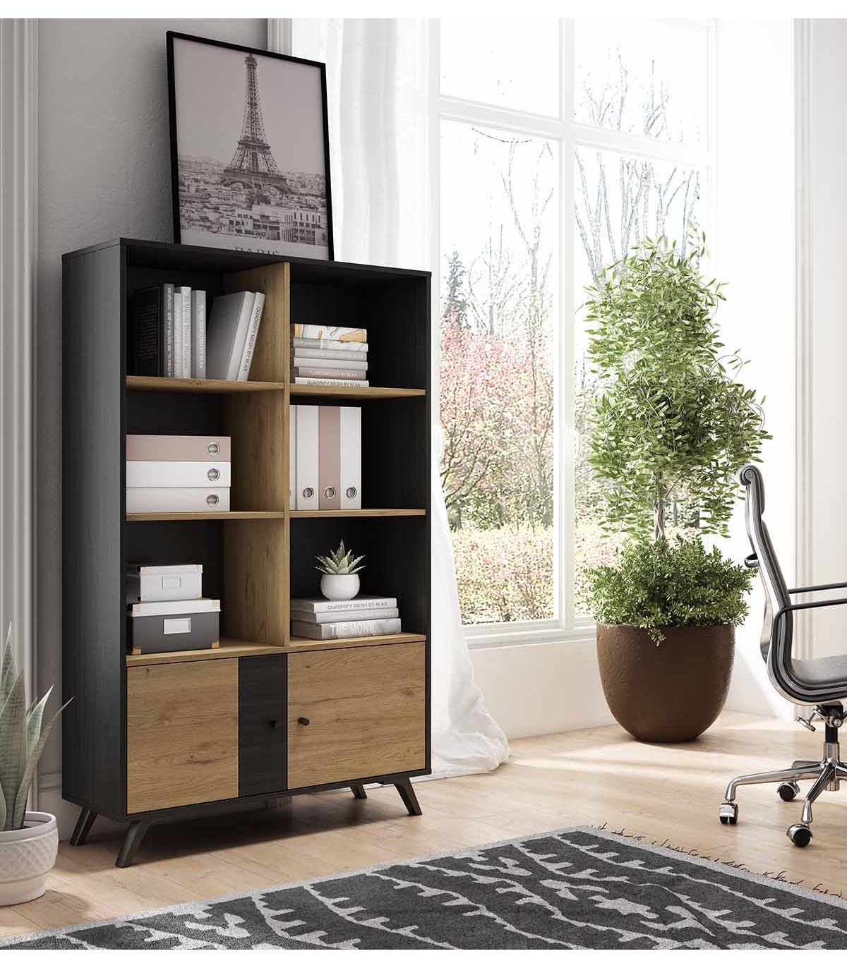 Mueble estantería vertical natural