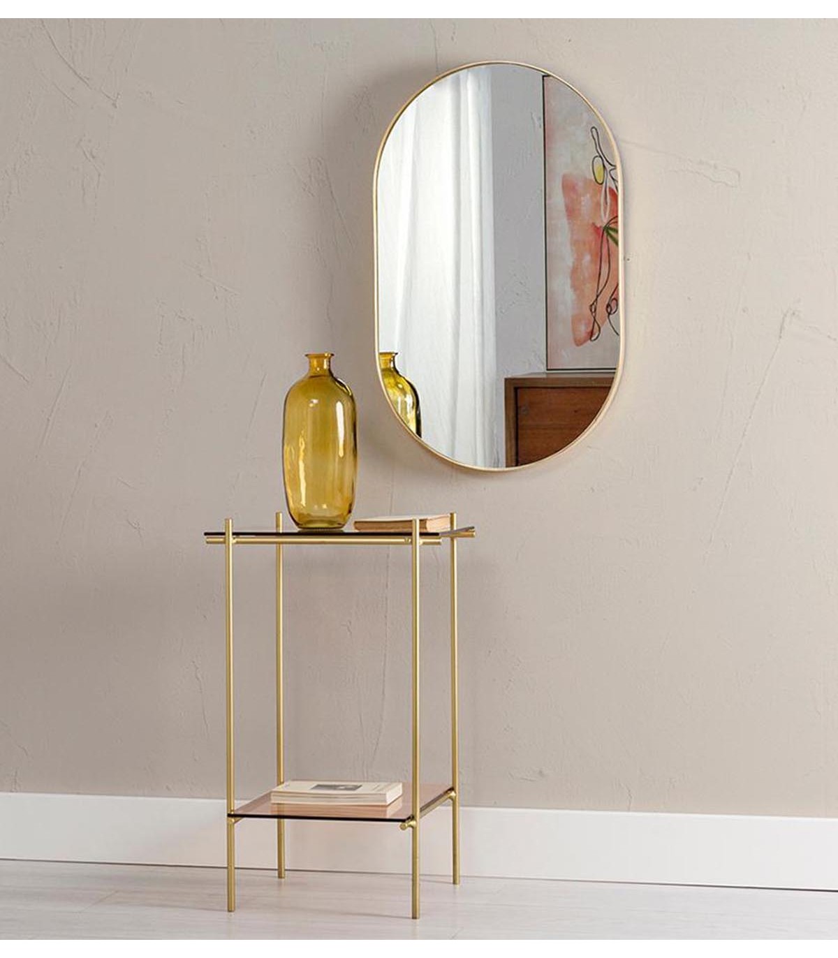 Espejo Ovalado Grande Dorado Para Salón