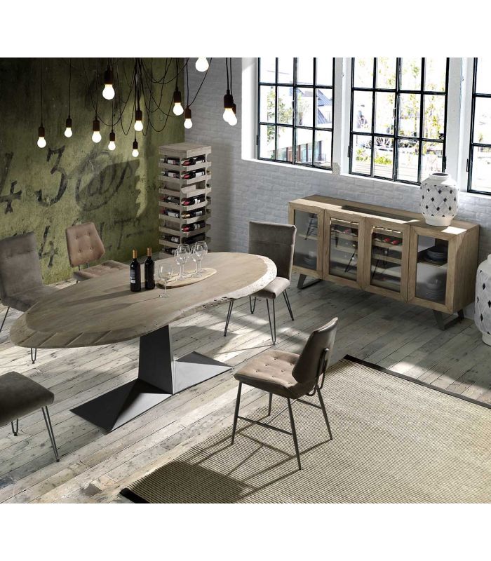 Mesa de salón comedor en madera y metal modelo COBRA