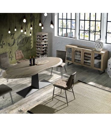 Mesa de salón comedor en madera y metal modelo COBRA