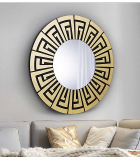 Espejo de pared Redondo con detalles en pan de Oro ZENDAYA Schuller