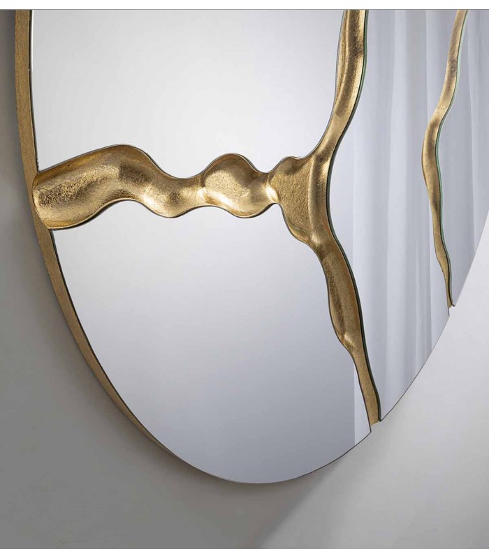 Espejo moderno Redondo SURCOS Oro Schuller