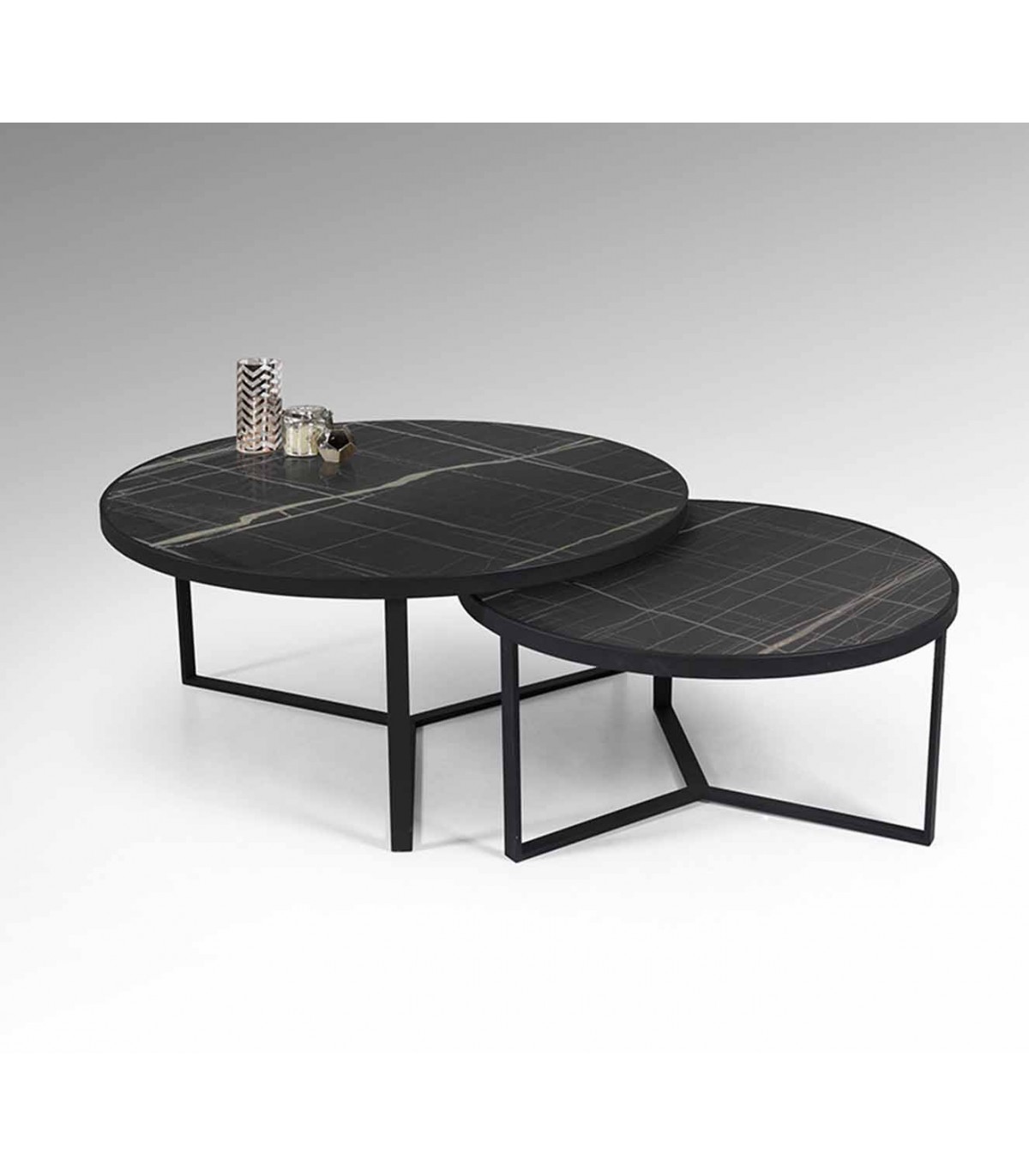 Set de 2 mesas auxiliares Megan en negro de 48x45x45 cm