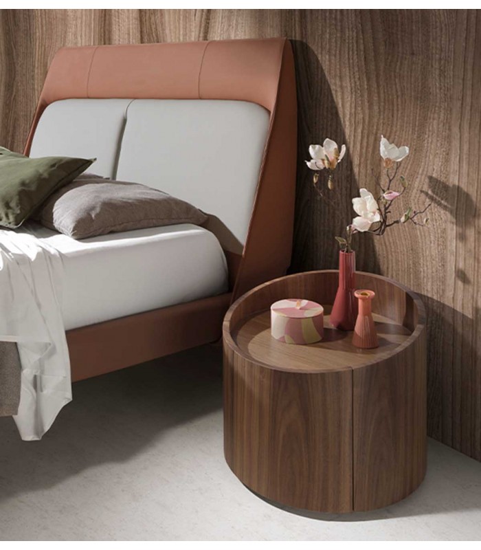 Mesita de dormitorio redonda en madera ARMENIA