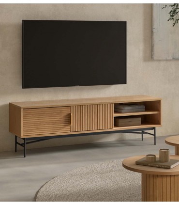 Mesa de televisión en madera y metal BELISA