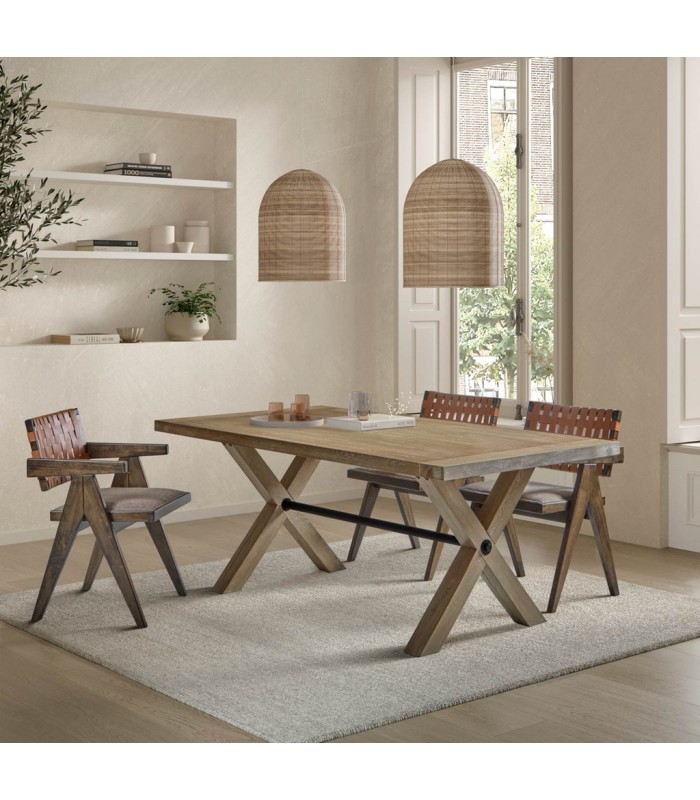 Set de 2 Sillas tapizadas de madera KILIAN