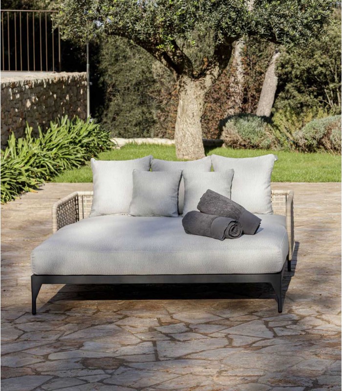Sofá DAYBED en aluminio y ratán sintético RIBS