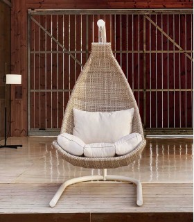 Columpio de jardín en ratán sintético PALOMA