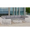 Sofá modular de ratán sintético blanco DYNASTY