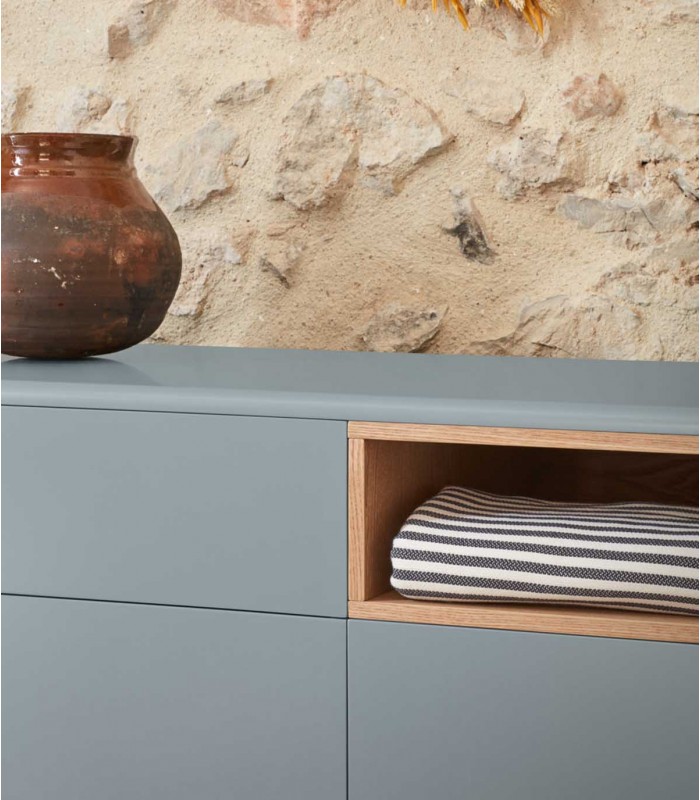 Cómoda cajonera de madera CORVO Gris perla