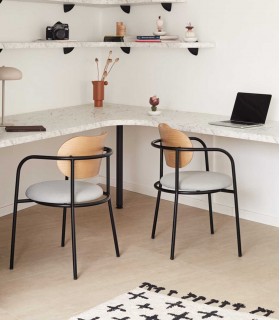 Pack de 2 Sillas en metal y madera ECLIPSE natural