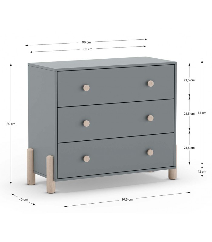 Comoda de madera estilo juvenil ENOLA Verde