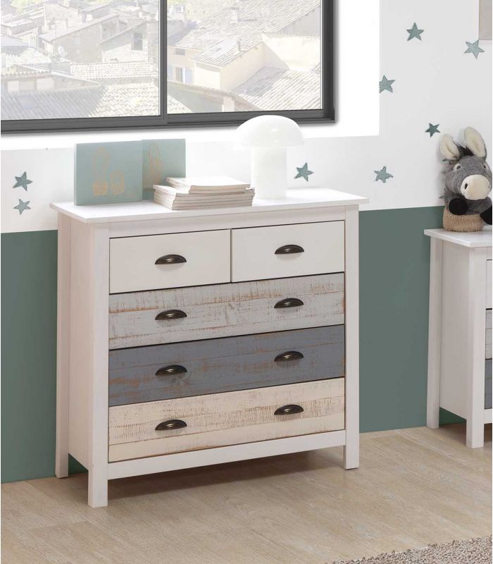 Cómoda en madera de pino Colección ROMANTICA