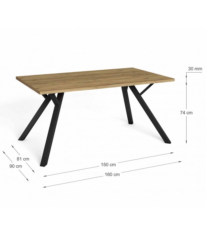 Mesa salón comedor en madera y metal PAOLA